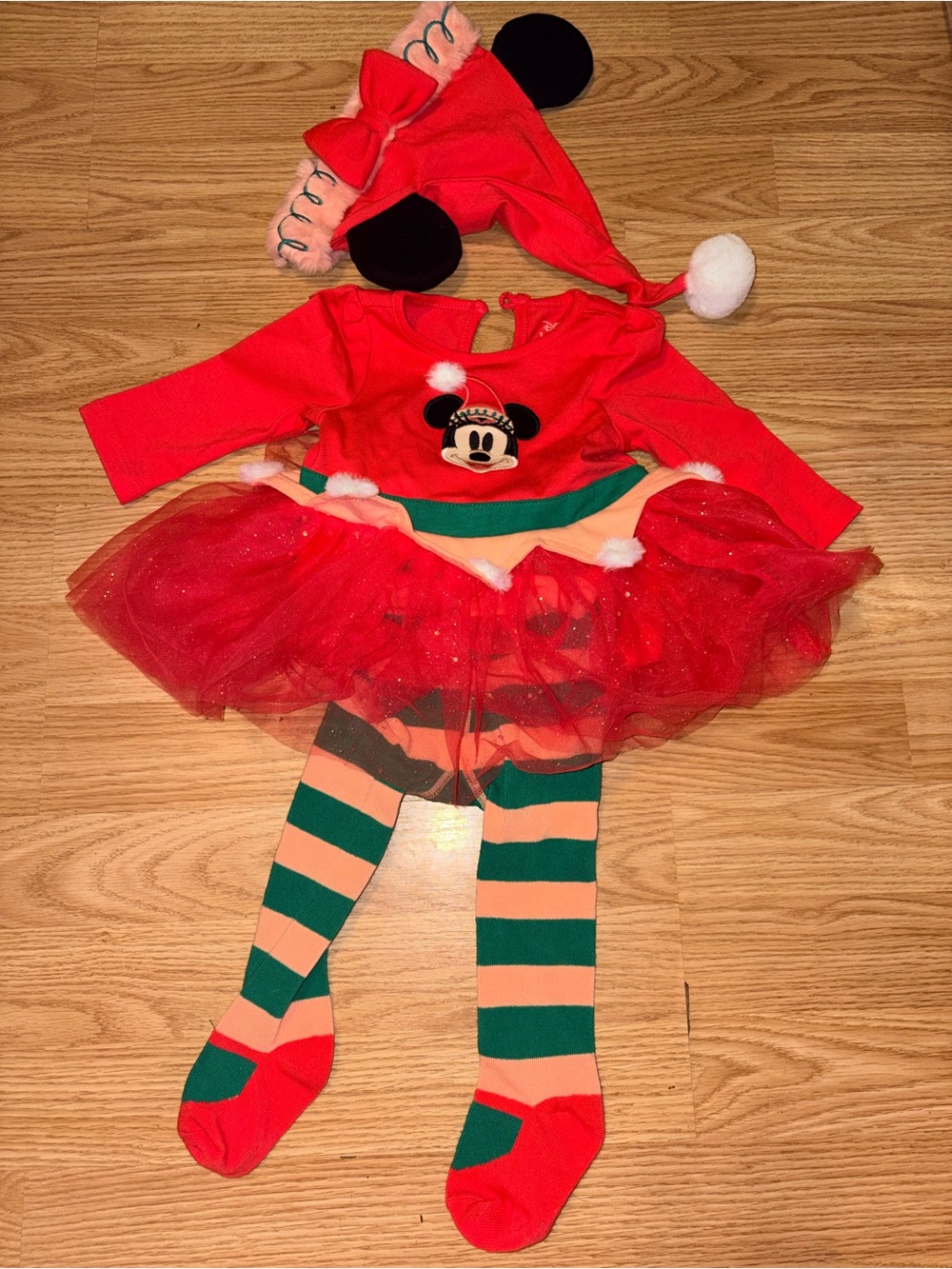 Disney Red and Green Minnie Holiday Tutu Set